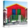 Awesome South Africa Collection Square - Colorful Beach Huts "Twelve & Thirteen" Red-Philippe Hugonnard-Stretched Canvas