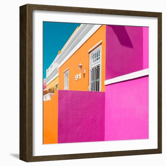 Awesome South Africa Collection Square - Colorful Houses "Ninety-One" Orange & Deep Pink-Philippe Hugonnard-Framed Photographic Print