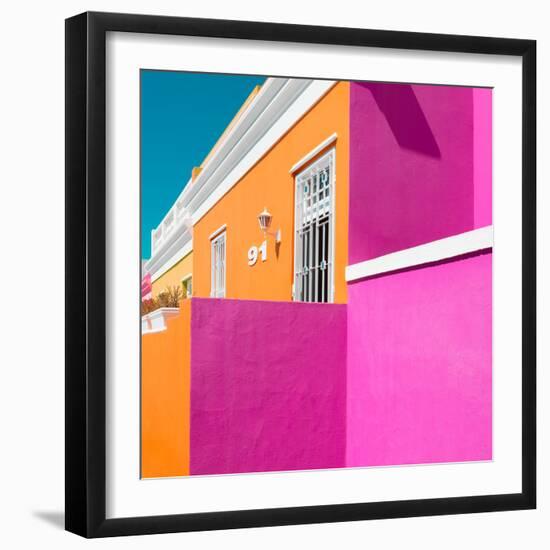 Awesome South Africa Collection Square - Colorful Houses "Ninety-One" Orange & Deep Pink-Philippe Hugonnard-Framed Photographic Print