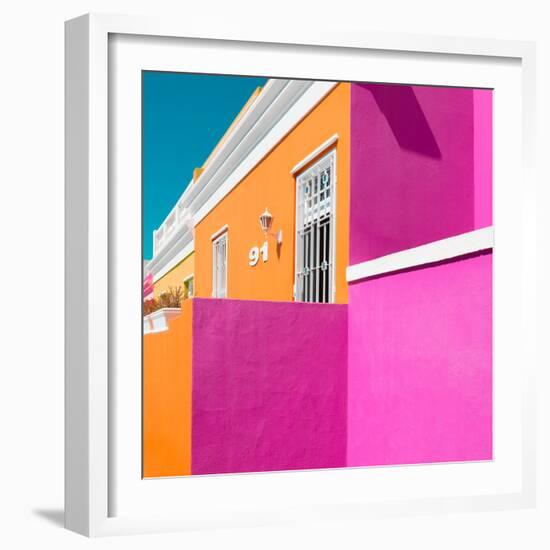 Awesome South Africa Collection Square - Colorful Houses "Ninety-One" Orange & Deep Pink-Philippe Hugonnard-Framed Photographic Print