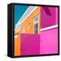 Awesome South Africa Collection Square - Colorful Houses "Ninety-One" Orange & Deep Pink-Philippe Hugonnard-Framed Stretched Canvas