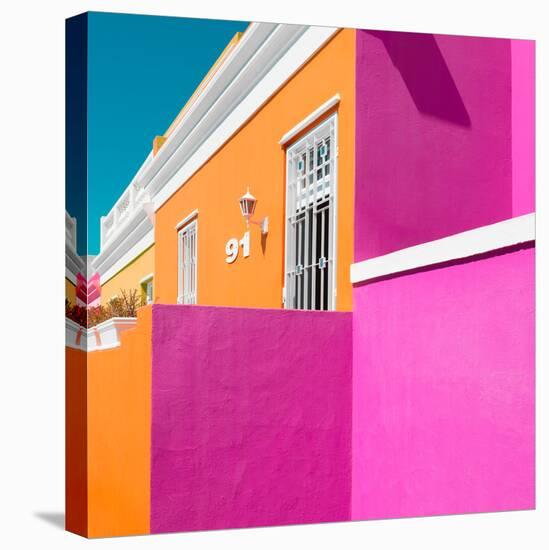 Awesome South Africa Collection Square - Colorful Houses "Ninety-One" Orange & Deep Pink-Philippe Hugonnard-Stretched Canvas