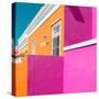 Awesome South Africa Collection Square - Colorful Houses "Ninety-One" Orange & Deep Pink-Philippe Hugonnard-Stretched Canvas