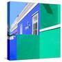 Awesome South Africa Collection Square - Colorful Houses "Ninety-One" Royal Blue & Coral Green-Philippe Hugonnard-Stretched Canvas