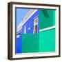 Awesome South Africa Collection Square - Colorful Houses "Ninety-One" Royal Blue & Coral Green-Philippe Hugonnard-Framed Photographic Print