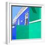 Awesome South Africa Collection Square - Colorful Houses "Ninety-One" Royal Blue & Coral Green-Philippe Hugonnard-Framed Photographic Print