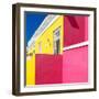 Awesome South Africa Collection Square - Colorful Houses "Ninety-One" Yellow & Deep Pink-Philippe Hugonnard-Framed Photographic Print