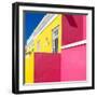 Awesome South Africa Collection Square - Colorful Houses "Ninety-One" Yellow & Deep Pink-Philippe Hugonnard-Framed Photographic Print