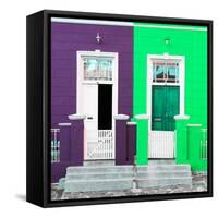 Awesome South Africa Collection Square - Colorful Houses Violet & Green-Philippe Hugonnard-Framed Stretched Canvas