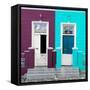 Awesome South Africa Collection Square - Colorful Houses Violet & Turquoise-Philippe Hugonnard-Framed Stretched Canvas