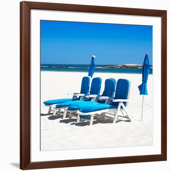 Awesome South Africa Collection Square - Four Blue Deck Chairs-Philippe Hugonnard-Framed Photographic Print