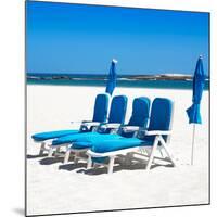 Awesome South Africa Collection Square - Four Blue Deck Chairs-Philippe Hugonnard-Mounted Photographic Print