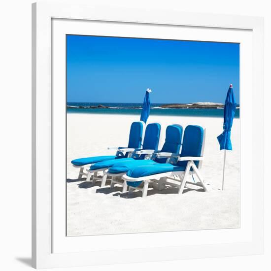 Awesome South Africa Collection Square - Four Blue Deck Chairs-Philippe Hugonnard-Framed Photographic Print