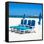 Awesome South Africa Collection Square - Four Blue Deck Chairs-Philippe Hugonnard-Framed Stretched Canvas