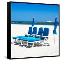 Awesome South Africa Collection Square - Four Blue Deck Chairs-Philippe Hugonnard-Framed Stretched Canvas