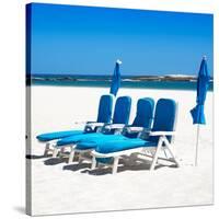 Awesome South Africa Collection Square - Four Blue Deck Chairs-Philippe Hugonnard-Stretched Canvas