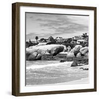 Awesome South Africa Collection Square - Landscape of Boulders Beach - Cape Town B&W-Philippe Hugonnard-Framed Photographic Print