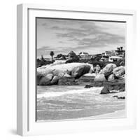 Awesome South Africa Collection Square - Landscape of Boulders Beach - Cape Town B&W-Philippe Hugonnard-Framed Photographic Print