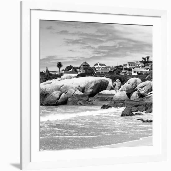 Awesome South Africa Collection Square - Landscape of Boulders Beach - Cape Town B&W-Philippe Hugonnard-Framed Photographic Print