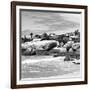 Awesome South Africa Collection Square - Landscape of Boulders Beach - Cape Town B&W-Philippe Hugonnard-Framed Photographic Print