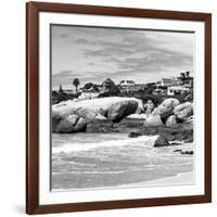 Awesome South Africa Collection Square - Landscape of Boulders Beach - Cape Town B&W-Philippe Hugonnard-Framed Photographic Print