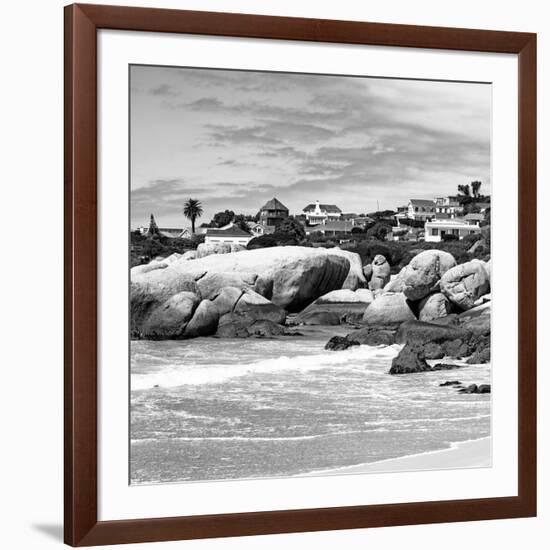 Awesome South Africa Collection Square - Landscape of Boulders Beach - Cape Town B&W-Philippe Hugonnard-Framed Photographic Print