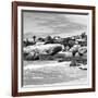 Awesome South Africa Collection Square - Landscape of Boulders Beach - Cape Town B&W-Philippe Hugonnard-Framed Photographic Print