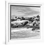 Awesome South Africa Collection Square - Landscape of Boulders Beach - Cape Town B&W-Philippe Hugonnard-Framed Photographic Print