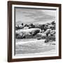 Awesome South Africa Collection Square - Landscape of Boulders Beach - Cape Town B&W-Philippe Hugonnard-Framed Photographic Print