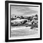 Awesome South Africa Collection Square - Landscape of Boulders Beach - Cape Town B&W-Philippe Hugonnard-Framed Photographic Print