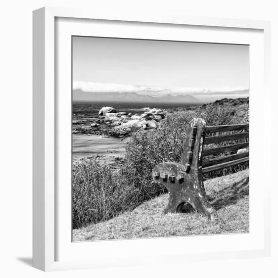 Awesome South Africa Collection Square - Lonely Bench B&W-Philippe Hugonnard-Framed Photographic Print