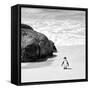 Awesome South Africa Collection Square - Penguin Alone on the Beach B&W-Philippe Hugonnard-Framed Stretched Canvas