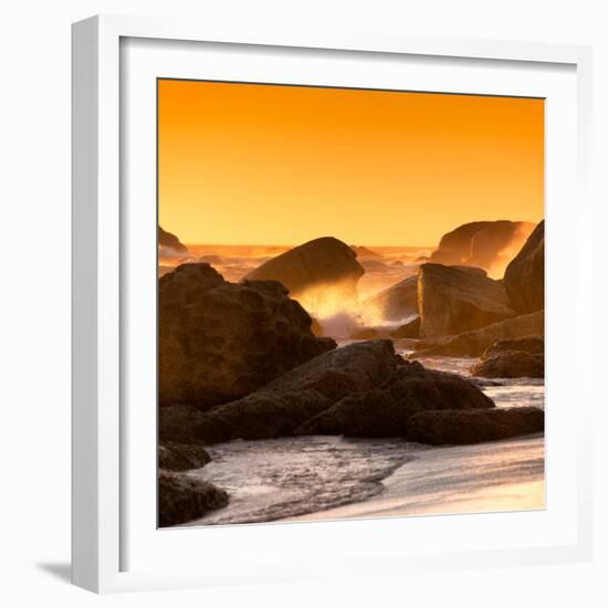 Awesome South Africa Collection Square - Power of the Ocean at Sunset IV-Philippe Hugonnard-Framed Photographic Print