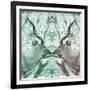 Awesome South Africa Collection Square - Reflection of Greater Kudu - Coral Green & Dimgray-Philippe Hugonnard-Framed Photographic Print