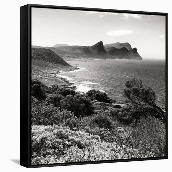 Awesome South Africa Collection Square - South Peninsula Landscape - Cape Town B&W-Philippe Hugonnard-Framed Stretched Canvas