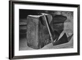 Axe Resting on Block-null-Framed Photographic Print