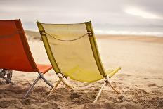 Two Beach Chairs with Spanish Coast in the Background in Plage Des Casernes, France-Axel Brunst-Photographic Print