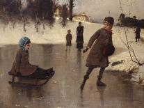 Sledge Riding and Skiing-Axel Hjalmar Ender-Stretched Canvas