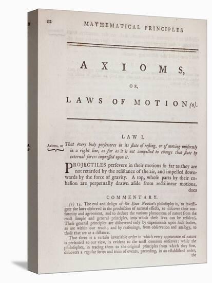 Axioms, or Laws of Motion, from Volume I of 'The Mathematical Principles of Natural Philosophy' by-null-Stretched Canvas