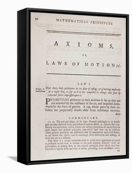 Axioms, or Laws of Motion, from Volume I of 'The Mathematical Principles of Natural Philosophy' by-null-Framed Stretched Canvas