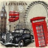 London Vintage Poster.-AXpop-Stretched Canvas