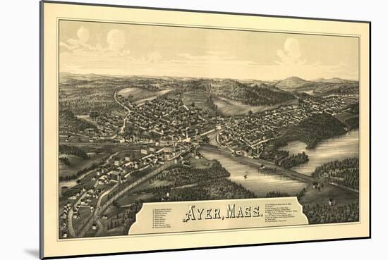 Ayer, Massachusetts - Panoramic Map-Lantern Press-Mounted Art Print