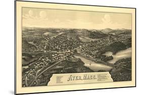 Ayer, Massachusetts - Panoramic Map-Lantern Press-Mounted Art Print