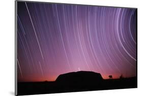 Ayers Rock and Star Trails, Ulru - Kata Tjuta National Park, Australia-null-Mounted Photographic Print