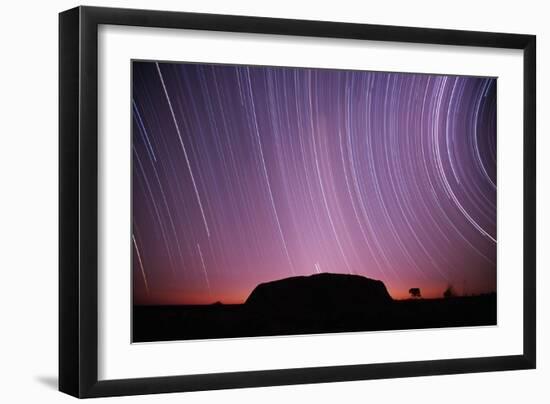 Ayers Rock and Star Trails, Ulru - Kata Tjuta National Park, Australia-null-Framed Photographic Print