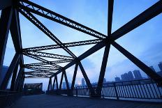 Steel Structure Bridge Night Scene-Aylandy-Framed Photographic Print