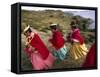 Aymara Women Dance and Spin in Festival of San Andres Celebration, Isla Del Sol, Bolivia-Andrew Watson-Framed Stretched Canvas