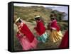 Aymara Women Dance and Spin in Festival of San Andres Celebration, Isla Del Sol, Bolivia-Andrew Watson-Framed Stretched Canvas