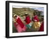 Aymara Women Dance and Spin in Festival of San Andres Celebration, Isla Del Sol, Bolivia-Andrew Watson-Framed Photographic Print