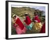 Aymara Women Dance and Spin in Festival of San Andres Celebration, Isla Del Sol, Bolivia-Andrew Watson-Framed Photographic Print